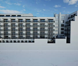 Projekt Bratislavská 56 - balkóny z dálky